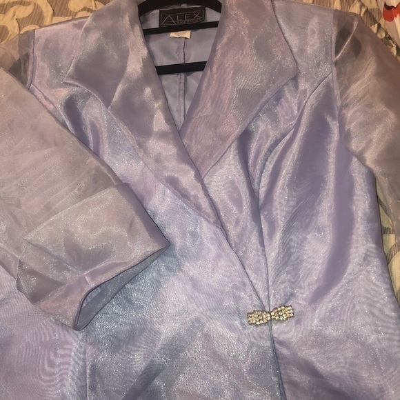 Alex‎ Evenings Dressy blue blouse size M polyester but looks like organza - Picture 2 of 7